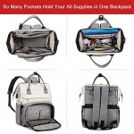LOVEVOOK Women's Backpack with Laptop Compartment 17 Inch Laptop Backpack Waterproof School Backpack Girls’ Bag with USB Charging Port Beige Grey