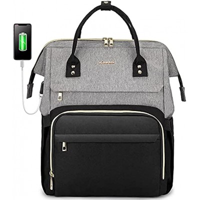 LOVEVOOK Women's Backpack with Laptop Compartment 17 Inch Laptop Backpack Waterproof School Backpack Girls bag with USB Charging Port Grey Black