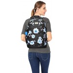 MOSISO 15.6-16 inch Laptop Backpack for Women Girls Polyester Anti-Theft Casual Daypack Bag with Luggage Strap&USB Charging Port Sampaguita Flower Travel Business College School Bookbag Black