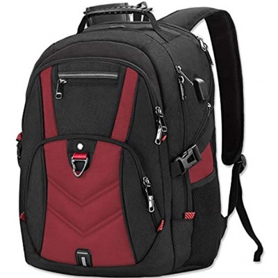 NEWHEY Laptop Backpack 17.3 Inch Extra Large Travel Bags 17 Inch School Backpacks with USB Charging Port Water Resistant Computer Bag for Men Women Red