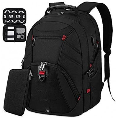 NEWHEY Laptop Backpack 18.4 inch with Cable Organiser Bag Large Travel Work Backpack with USB Charging Port 18 inch Business Rucksack School Bag for Men 18.4 inch Black