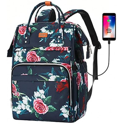 RJEU Backpack Womens for Work Waterproof School Bag for Girls Anti-theft Bookbag Laptop Backpack Computer Bag Teenager with USB Charging Port for Travel Business College