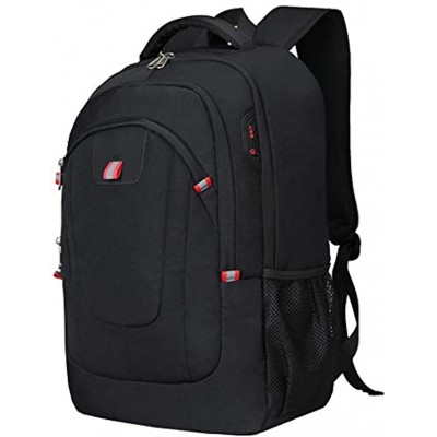 Waterproof Travel Rucksacks Daypack Lock 17inch Laptop Backpack with USB Charging Port Earphone Hole Lightweight School College Daypack for Students Men Women