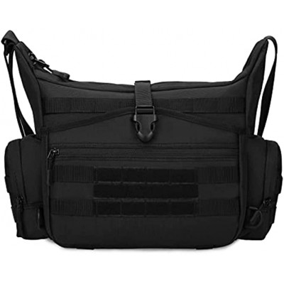 Huntvp Crossbody Messenger Laptop Shoulder Bag Multi Pockets for Men Women,Travel Working School Fishing Camping Hiking Outdoors,Black Brown Camo