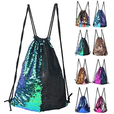 Winmany Mermaid Sequin Drawstring Backpack Glittering Outdoor Shoulder Bag Magic Reversible Glitter Drawstring Backpack Fashion Bling Shining Bag Sports Backpack Bag