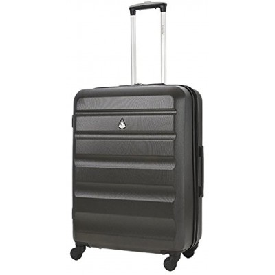 Aerolite Medium 25in Lightweight Hard Shell 4 Wheel Travel Hold Checked Check in Luggage Suitcase Charcoal