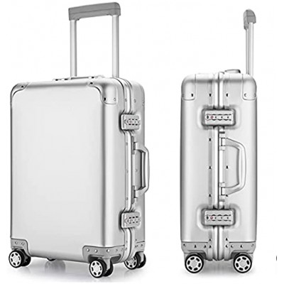 Aluminum Alloy Luggage Hard Shell Carry-ons Zipperless Hard Suitcase with Spinner Wheels TAS Locks 20 inch Silver