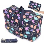 Arxus Large Foldable Duffel Tote Carry on Weekend Overnight Travel Bag Over Luggage with Shoulder Strap Blue Elephant