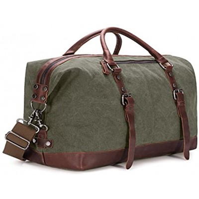 BAOSHA HB-14 Canvas Travel Holdall Weekender Bag Carry On Travel Duffel Overnight Bag Green