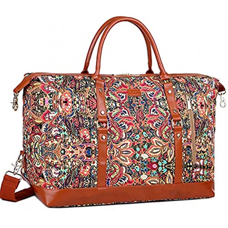 BAOSHA Oversized Travel Duffel Bag Carry on Weekender Overnight Bag for Women HB14 Flower