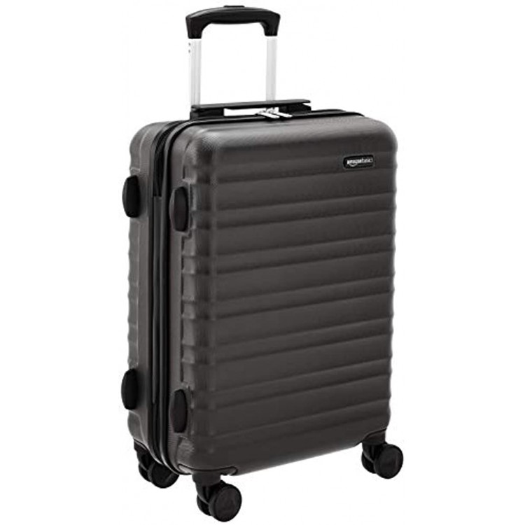 Basics Hardside Luggage Spinner 55cm Cabin Size Black Approved for Ryanair and most other budget airlines