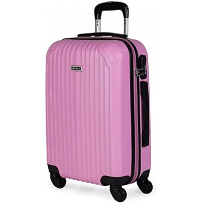 ITACA Trolley Suitcase 50 cm Cabin ABS. Hand Luggage. Rigid and Light. Telescopic Handle 2 Handles and 4 Wheels. Low Cost Flights Ryanair Vueling T71550 Color Pink