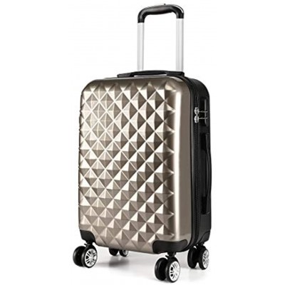 Kono 20" Hand Luggage Lightweight Hard Shell PC+ABS Suitcase 4 Spinner Wheels 360 Degree Rolling Cabin Small Upgrade-Champagne