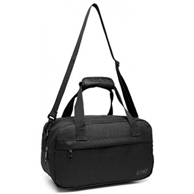 Kono 35x20x20 Holdall Cabin Luggage Travel Bag Under Seat Flight Bag with Shoulder Strap 14L Black