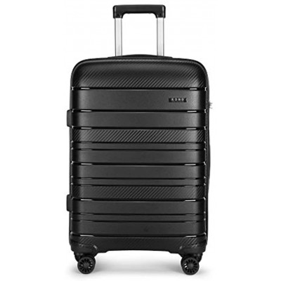 Kono Lightweight Polypropylene 55cm Cabin Suitcase TSA Lock 20" Carry On Hand Luggage with 4 Spinner Wheels 40L Black