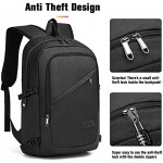 Laptop Backpack Anti-Theft Travel Business Work Computer Rucksack with USB Charging Port Lightweight Laptop Bag High Schoolbag for Boy Men Women Casual Daypack Black