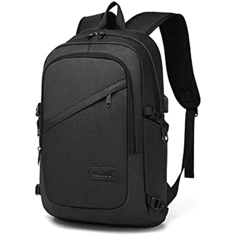 Laptop Backpack Anti-Theft Travel Business Work Computer Rucksack with USB Charging Port Lightweight Laptop Bag High Schoolbag for Boy Men Women Casual Daypack Black