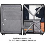 LEVEL8 Carry-on Suitcase 20inch,Travel Lightweight Luggage Hardshell with USB Charging Port,Cabin Suitcase Medium Size with 8 Spinner Wheels,TSA Lock57cm,38L,Grey
