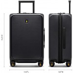 LEVEL8 Carry-on Suitcase 20inch,Travel Lightweight Luggage Hardshell with USB Charging Port,Cabin Suitcase Medium Size with 8 Spinner Wheels,TSA Lock57cm,38L,Grey