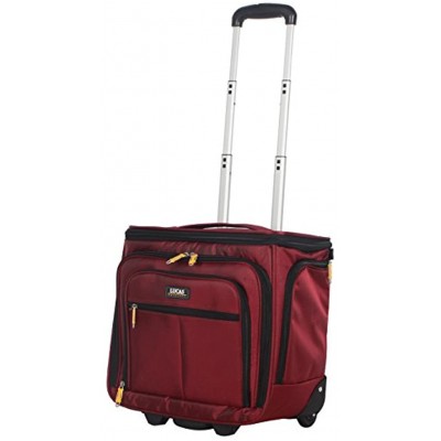 Lucas Convertible Under Seat Carry on Luggage Expandable 15 Inch Weekender Overnight Business Travel Suitcase Lightweight 2- Rolling Wheels Bag Red