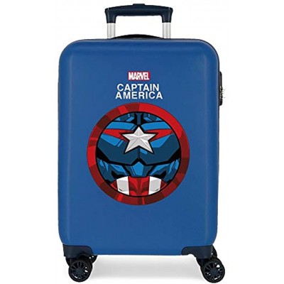 Marvel Avengers Captain America Cabin Suitcase Blue 38 x 55 x 20 cm Rigid ABS Side Combination Closure 34L 2.7 kg 4 Double Wheels Hand Luggage