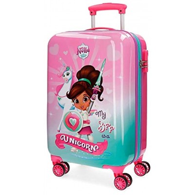 Nella Pink Cabin Suitcase 37 x 55 x 20 cm Rigid ABS Combination Lock 32 Litre 2.6 kg 4 Double Wheels Hand Luggage