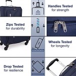 Pierre Cardin Cion Soft Sided Luggage with Stress Tested Durable Wheels | Telescopic Drag Handle Suitcase with Packing Straps CL610M Medium Navy & Grey
