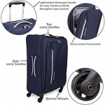 Pierre Cardin Cion Soft Sided Luggage with Stress Tested Durable Wheels | Telescopic Drag Handle Suitcase with Packing Straps CL610M Medium Navy & Grey