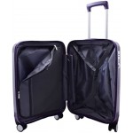 Sturdy Hard Shell Suitcase 4 Wheel Luggage Lightweight TSA Lock Zip Around Travel Bags Polar Small Cabin: H55 x L36 x W20 2.6 kg 36L Purple