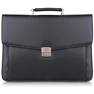 S-ZONE Mens Microfiber Leather Flapover Briefcase Messenger Bag Fit 14 inch Laptop Bag