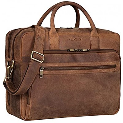 STILORD 'Dawson' Leather Briefcase Shoulder Bag with Laptop Compartment 15.6 Inch Vintage Office Bags DIN A4 Business Satchel Made of Genuine Leather Colour:Torino Brown