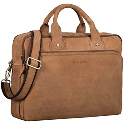 STILORD 'Hector' Large Leather Business Bag Men Vintage Shoulder Bag XL for 15.6 Inches Laptop Briefcase A4 in Genuine Leather