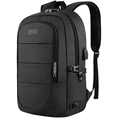 Anti-Theft Laptop Backpack,15.6-17.3 Inch Business Travel Laptop Rucksack Bag with USB Charging Port with Lock Slim Water Resistant College School Computer Bag Daypack for Boys Girls-Black