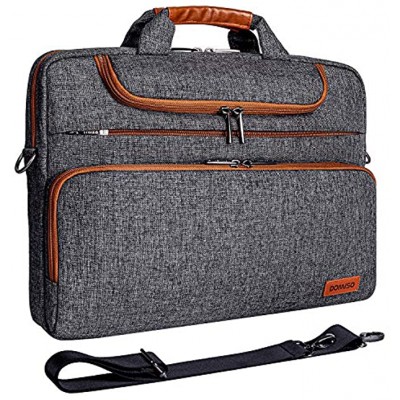 DOMISO 17 Inch Multi-Functional Laptop Sleeve Business Briefcase Waterproof Messenger Shoulder Bag for 17"-17.3" Notebooks Dell Lenovo Acer HP MSI ASUS Dark Grey