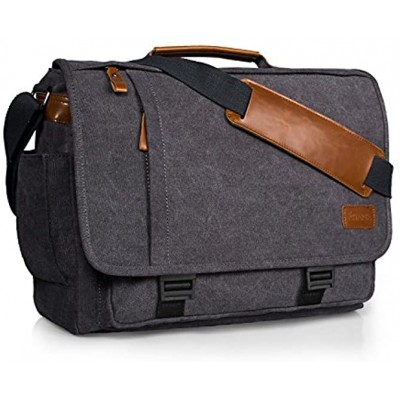 Estarer 15-15.6 inch Laptop Messenger Bag,Men & Women Water Resistant Canvas Satchel Briefcase Shoulder Bag for Work Office 15.6 inch with Buckles