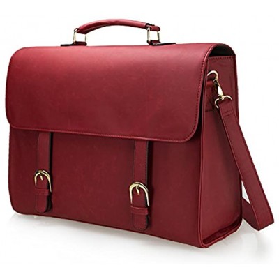 Estarer Women Laptop Satchel Briefcase 15.6" Large PU Leather Messenger Handbag for Work