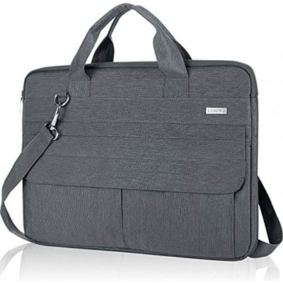 LANDICI Laptop Bag case 17 17.3 inch for Men Women Waterproof Computer Sleeve Cover Compatible with with MacBook Acer Asus Dell Notebook Slim Briefcase Messenger Bag with Shoulder Strap Grey