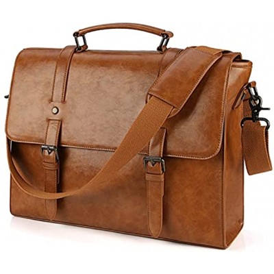 Lubardy Messenger Bag Mens Briefcase Laptop Bag 15.6 inch Shoulder Satchel Bag Waterproof Notebook Bags Vintage Leather for Work Business Trip School