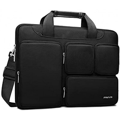 MOSISO Laptop Shoulder Messenger Bag Compatible with MacBook Pro 16 inch 2021 2022 A2485 2019-2020 A2141,15-15.6 inch Notebook,Polyester Briefcase Sleeve with 4 Front Zipper Pockets & Belt,Black