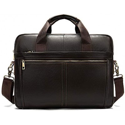 BAIGIO Men's Leather Briefcase Handmade Business Satchel Shoulder Messenger Bag Crossbody Handbags Fits in 13" Laptops Coffee