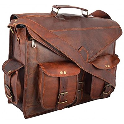 Handmadecraft ABB 18 Inch Vintage Handmade Leather Messenger Bag for Laptop Briefcase Satchel Bag
