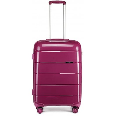 Kono Hard Shell 55cm Cabin Hand Luggage in TSA Lock 4 Wheeled Spinner Lightweight Polypropylene Suitcase with YKK Zipper S 55cm 38L Purple
