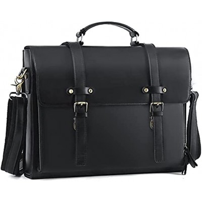 Leathario Leather briefcases for Men briefcases Laptop Bag Genuine Leather Messenger Bag 15.6 Inch Laptop Shoulder Business Office Bag