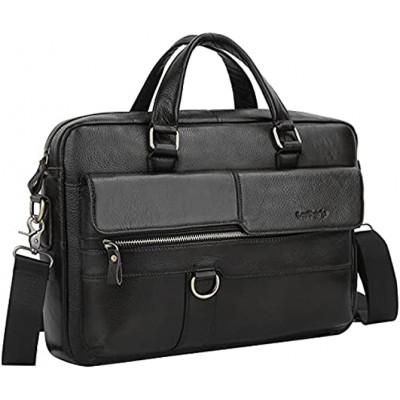 Leathario Men's Leather Briefcase Laptop Handbag Shoulder Messenger Bag Genuine Leather Business Office College Travel Weekend
