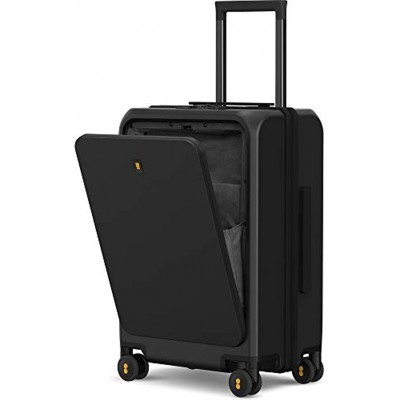 LEVEL8 Carry-on Suitcase 20 inch,Travel Lightweight Luggage Hardshell with USB Charging Port,Cabin Suitcase Medium Size with 8 Spinner Wheels,TSA Lock57cm,38L,Black