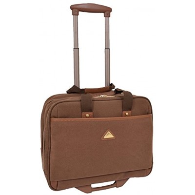 Pilot Case with Wheels Faux Suede Briefcase Style Organiser Bag H043 Tan