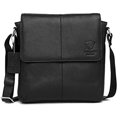 100% Pure Genuine Real Vintage Hunter Leather Handmade Mens Leather Flapover Everyday Crossover Shoulder Work iPad Messenger Bag Black