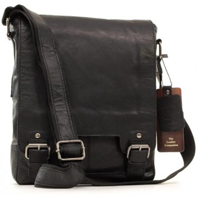 ASHWOOD Messenger Bag Laptop iPad A4 Size Cross Body Shoulder Work Bag Genuine Leather 8342 Black