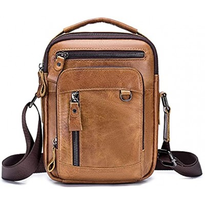 BAIGIO Men Leather Shoulder Bag Crossbody Casual Sling Bag for Travel Working Satchel Bag with Multiple Pockets Business Messenger Backpack