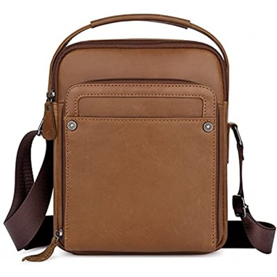 BAIGIO Mens Genuine Leather Shoulder Bag Vintage Messenger Bag Travel Business Crossbody Pack